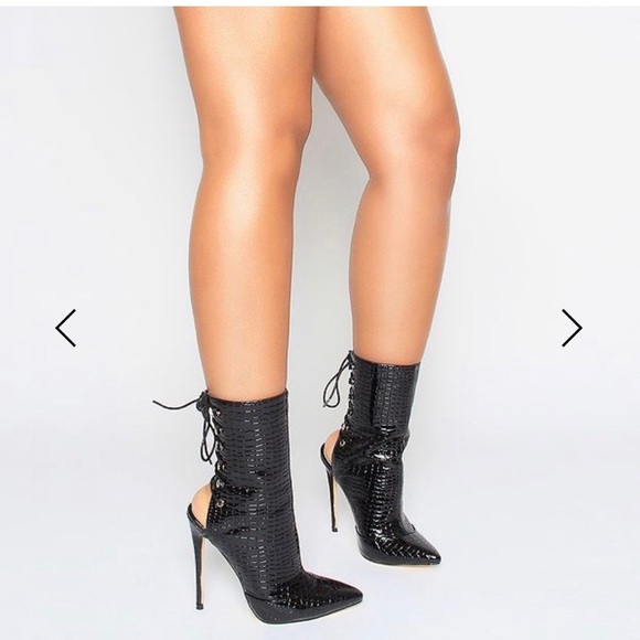 croc lace up ankle boots